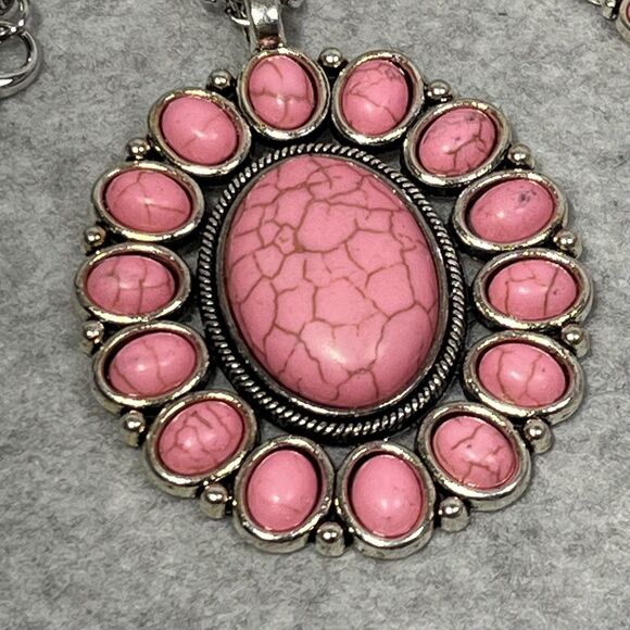 Howlite Jewelry Set Flower Earrings Cuff Bracelet Pendant Necklace Western Boho - Picture 10 of 16